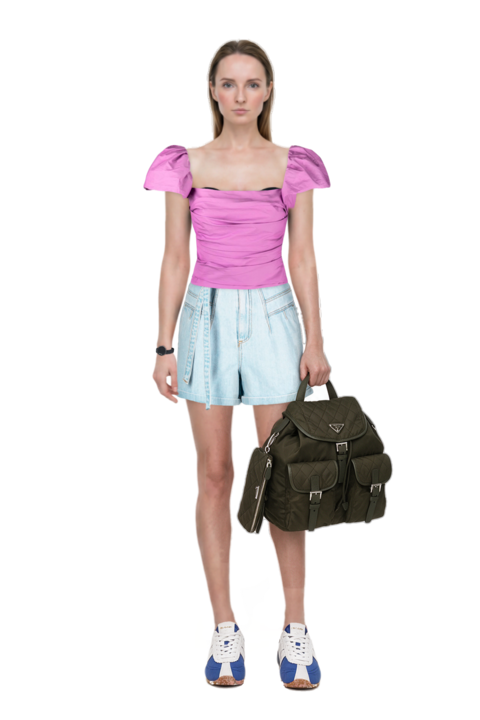 Outfit the 400 bleecker runner sneakers and medium quilted re-nylon backpack with saffiano leather trim