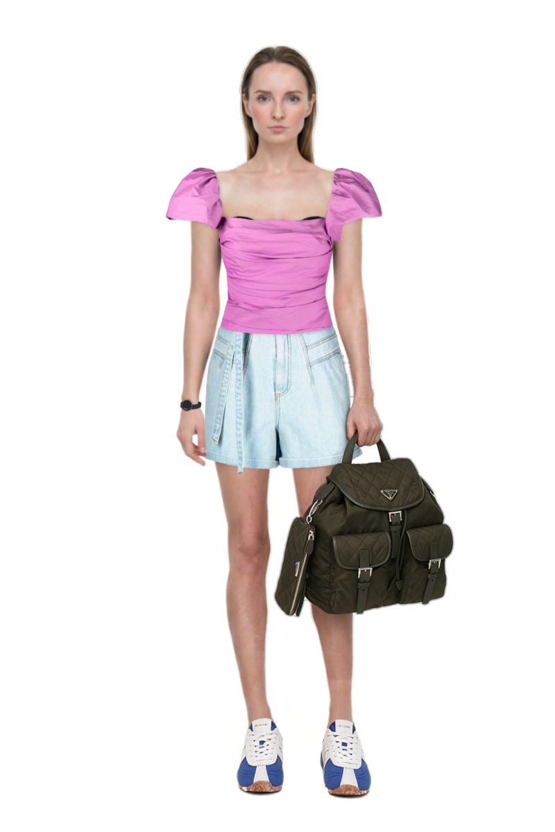 Outfit the 400 bleecker runner sneakers and medium quilted re-nylon backpack with saffiano leather trim