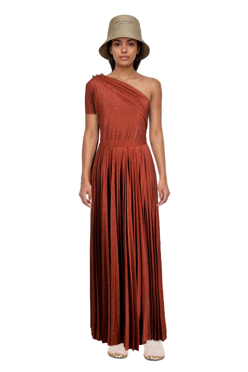 Outfit x jacquemus moon shoe sneakers and pinko evening dress