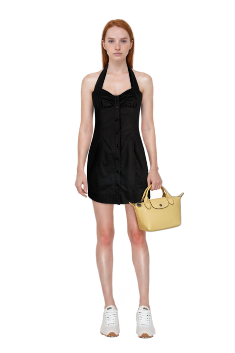 Outfit plume mesh fabric sneakers and le pliage xtra xs handbag