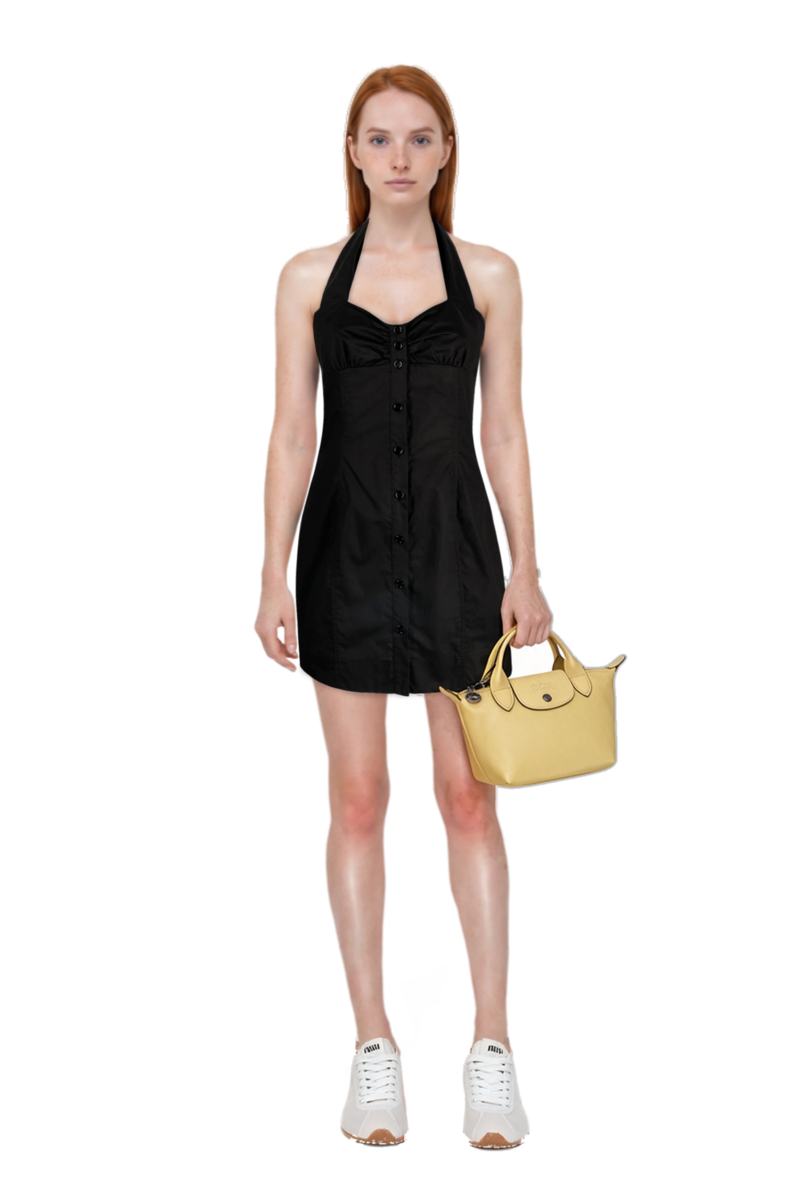 Outfit plume mesh fabric sneakers and le pliage xtra xs handbag