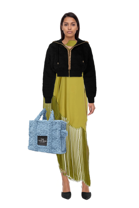 Outfit gunilla fringed one-shoulder dress and le cœur pointed-toe mules