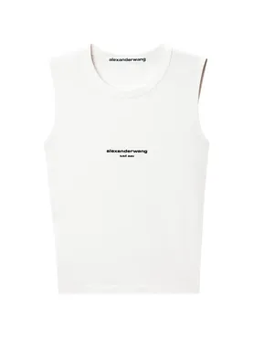Alexander Wang logo-print fitted tank top