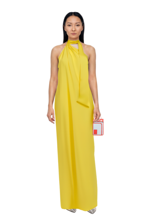 Outfit astor halterneck maxi dress and cassandre-plaque pumps