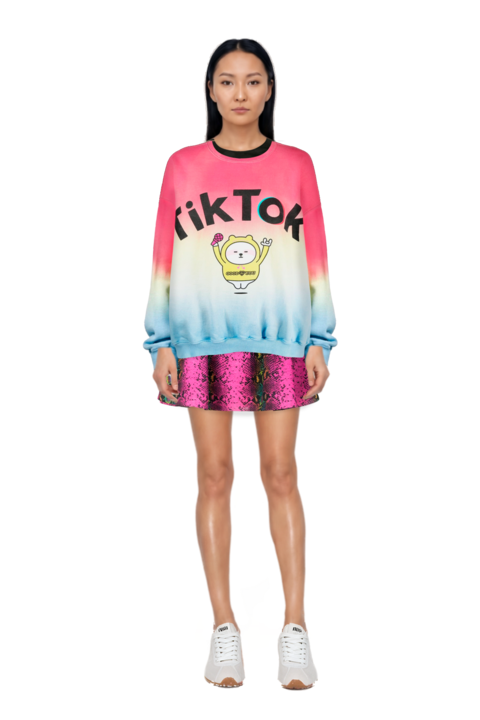 Outfit pinko blouse and plume mesh fabric sneakers