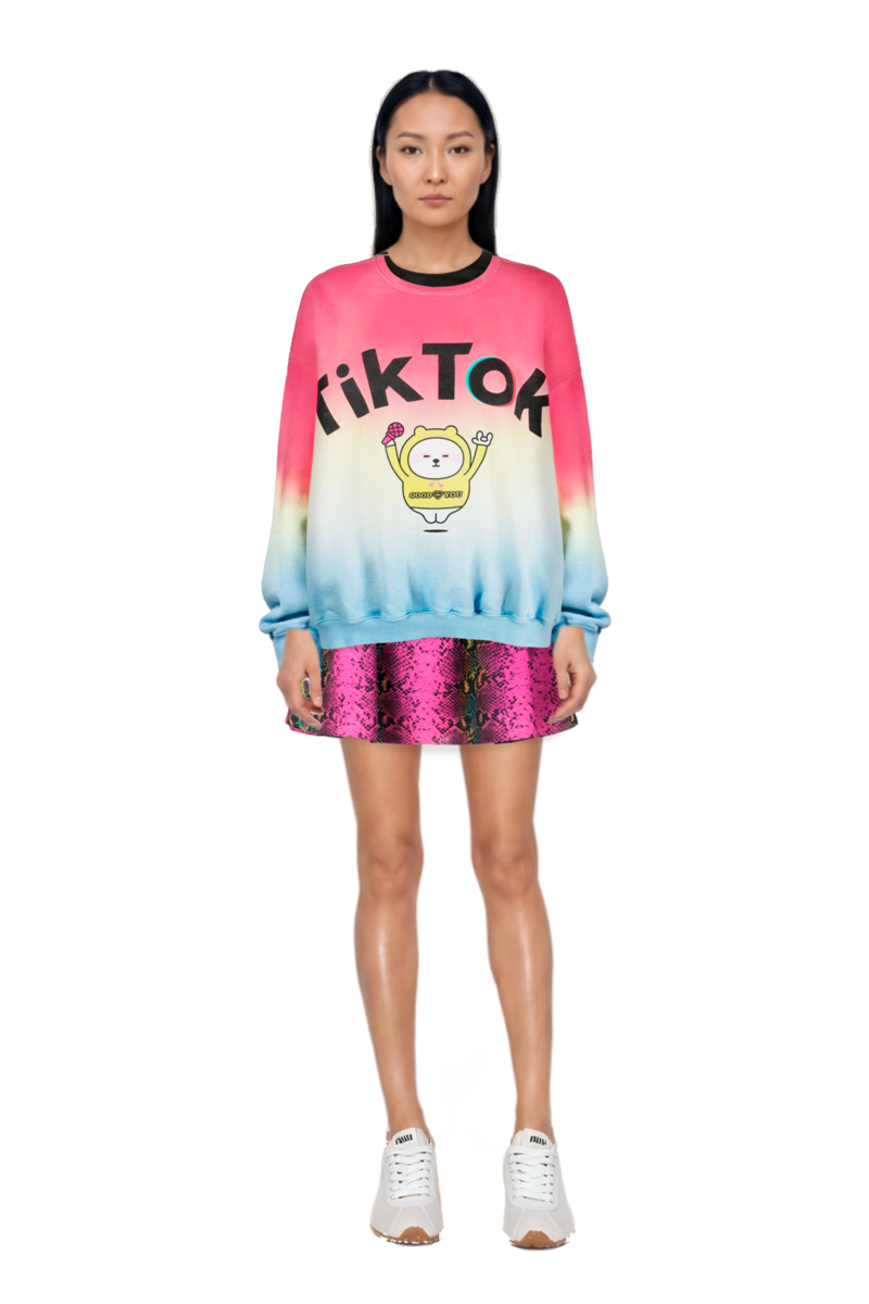 Outfit pinko blouse and plume mesh fabric sneakers
