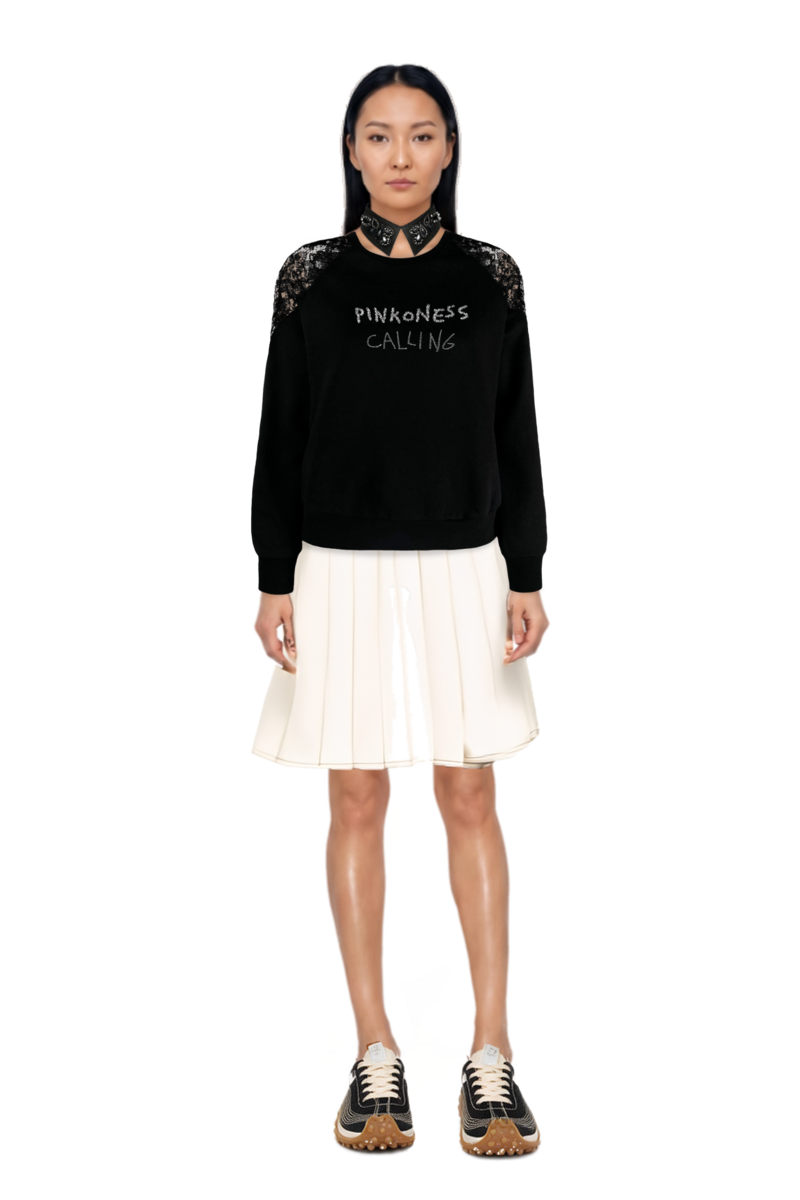 Outfit mesh mirage sneakers and denim mini dress