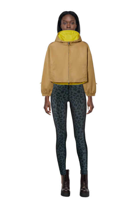 Outfit reversible cropped nylon jacket and pinko top