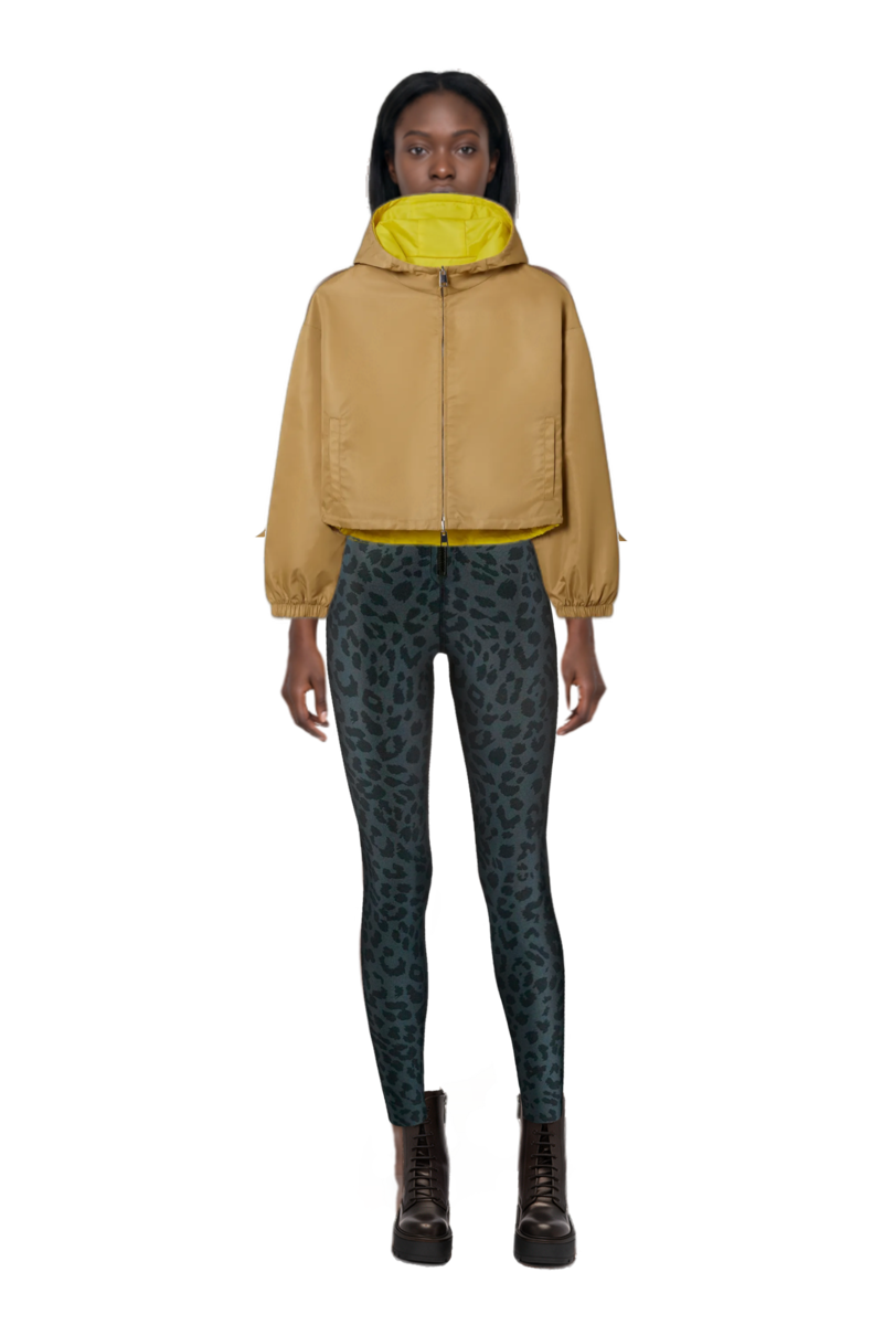 Outfit reversible cropped nylon jacket and pinko top