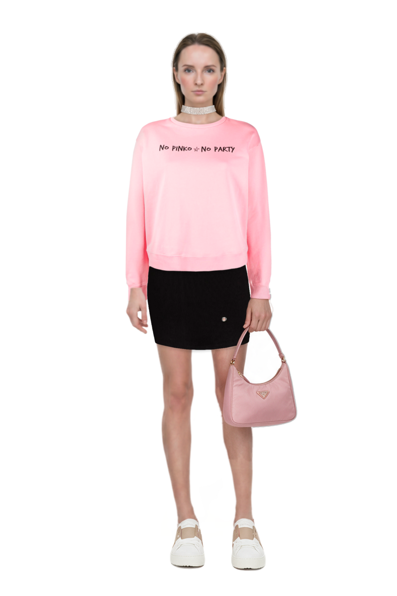 Outfit pinko sweatshirt and mini re-edition 2005 re-nylon and saffiano bag