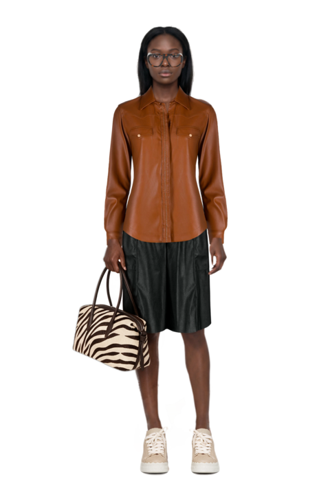 Outfit acetate geometric sunglasses and brioche duffle zebra-print shoulder bag