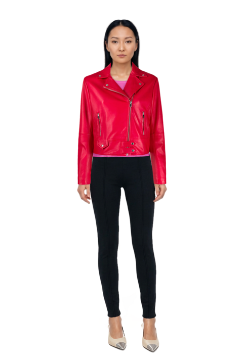 Outfit seam-detail leggings and cassandre-plaque pumps