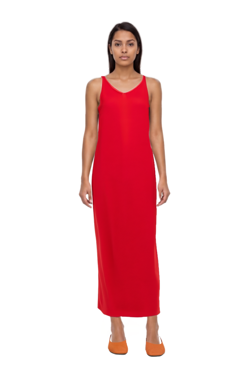 Outfit asymmetric sleeveless dress and 23 sandals