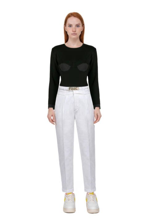 Outfit air force 1 '07 lx "white/phantom/pearl white/yell" sneakers and pinko trousers