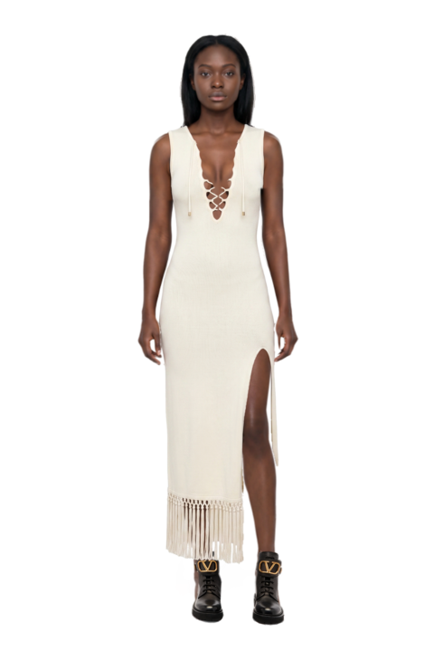 Outfit sahara lace-up fringe midi dress and 23 ankle boots