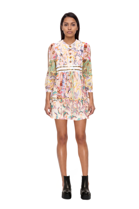 Outfit illustration mirror mini dress and 23 ankle boots