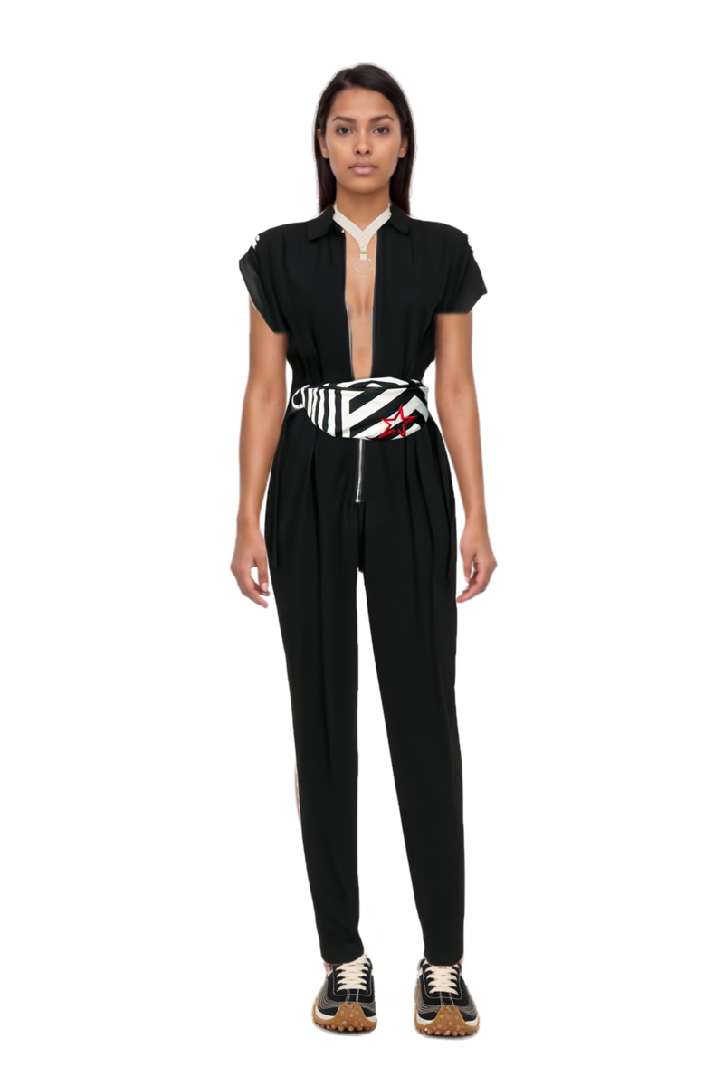 Outfit mesh mirage sneakers and pinko jumpsuit