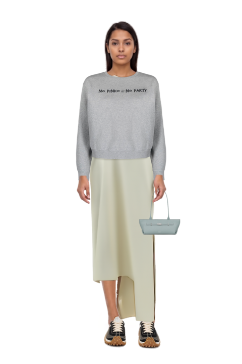 Outfit florinda one-shoulder slit dress and new york grained leather shoulder bag