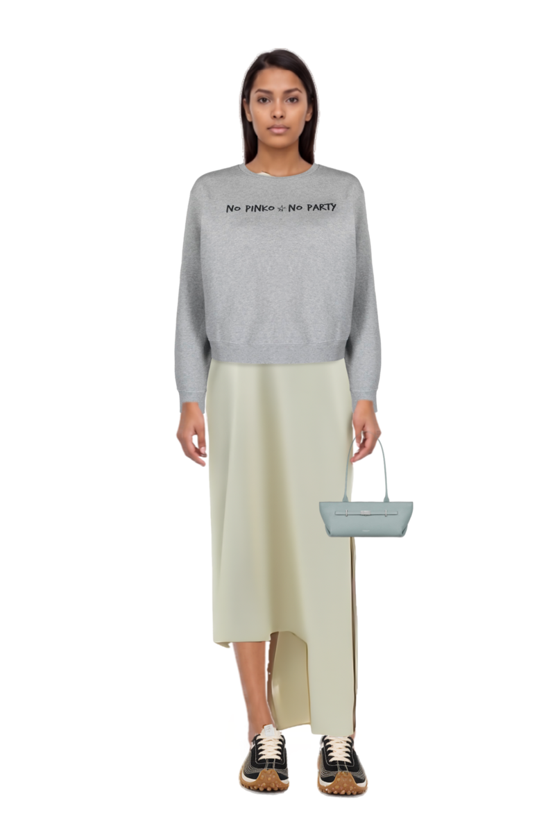 Outfit florinda one-shoulder slit dress and new york grained leather shoulder bag