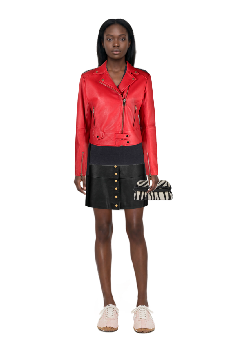 Outfit zebra-print leather clutch bag and x jacquemus moon shoe sneakers