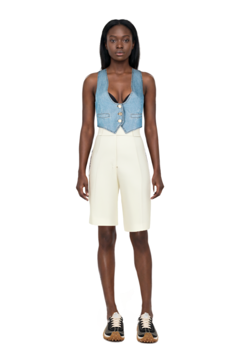 Outfit pleat-detail tailored shorts and mesh mirage sneakers