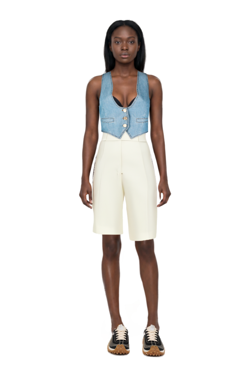 Outfit pleat-detail tailored shorts and mesh mirage sneakers