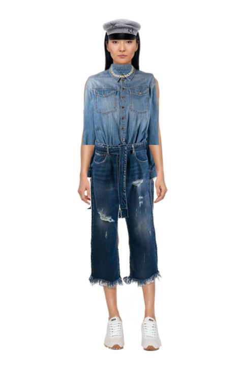 Outfit plume mesh fabric sneakers and pinko jumpsuit