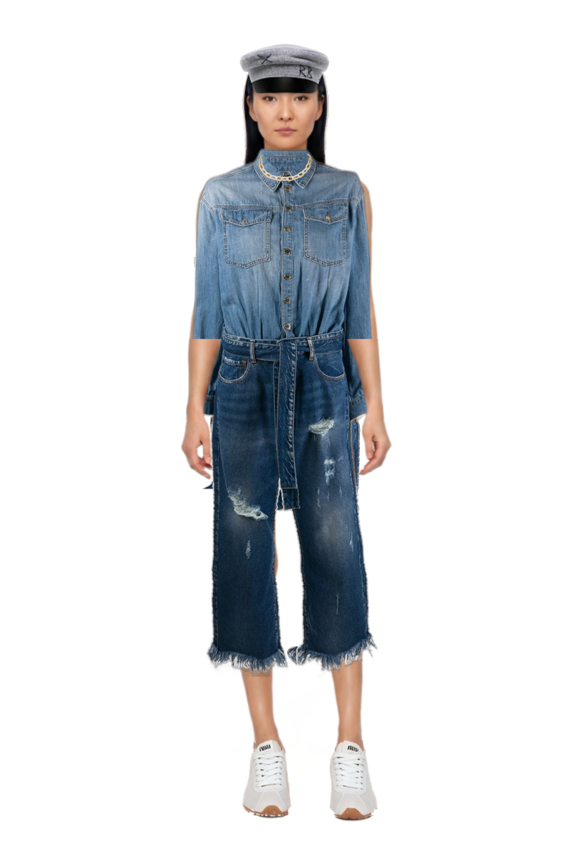 Outfit plume mesh fabric sneakers and pinko jumpsuit