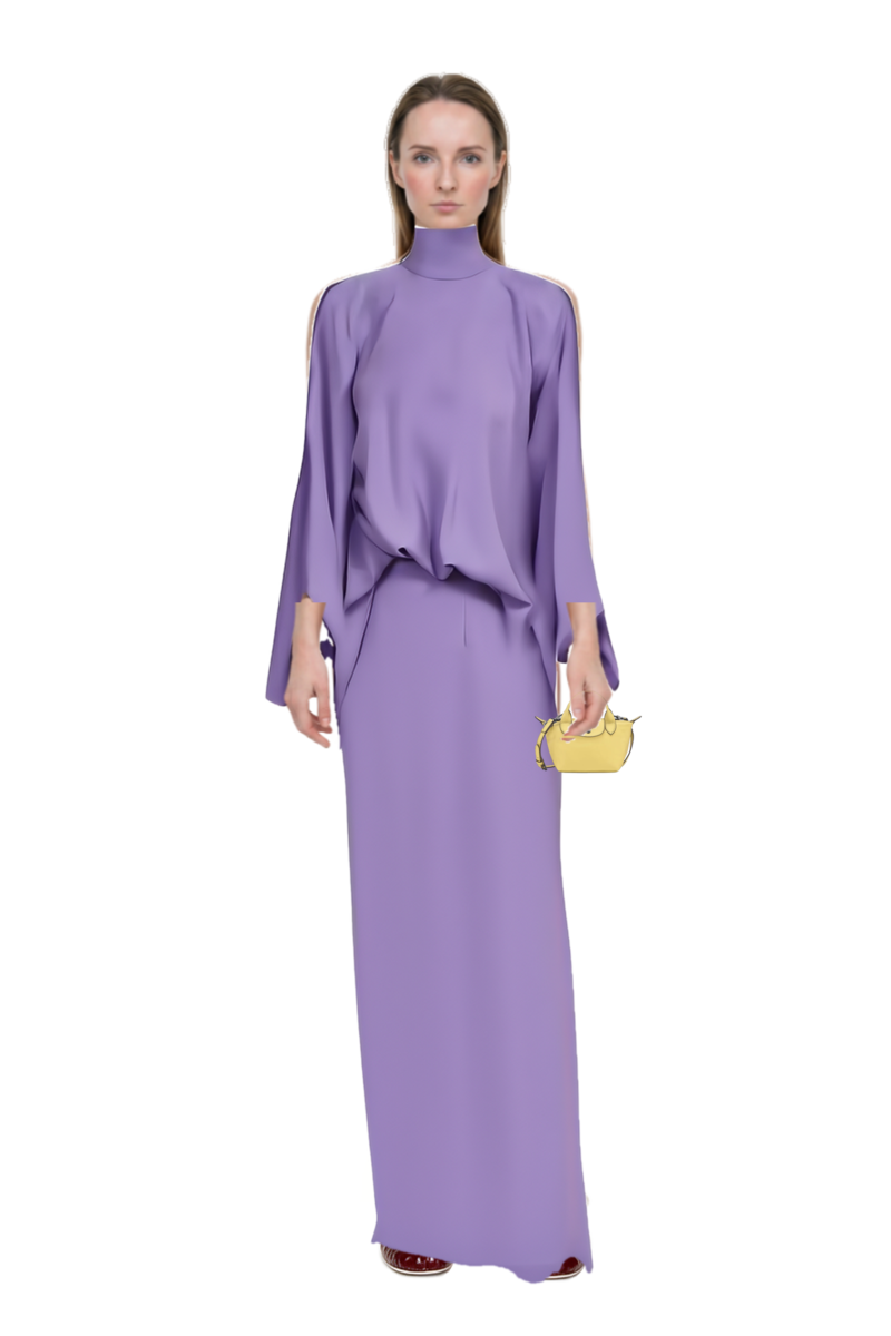 Outfit bacall  high neck dress and le pliage xtra xs handbag