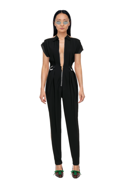 Outfit lace-up pointed-toe pumps and oval-frame sunglasses
