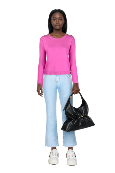 Outfit sphynx medium bag in smooth leather and pinko sweater