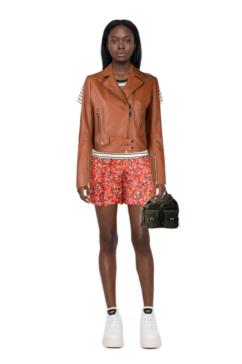 Outfit pinko shorts and medium quilted re-nylon backpack with saffiano leather trim