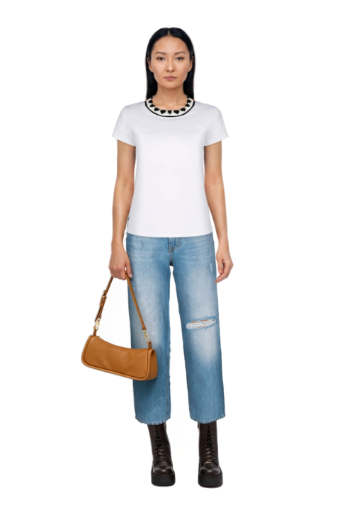 Outfit looong m shoulder bag and pinko t-shirt