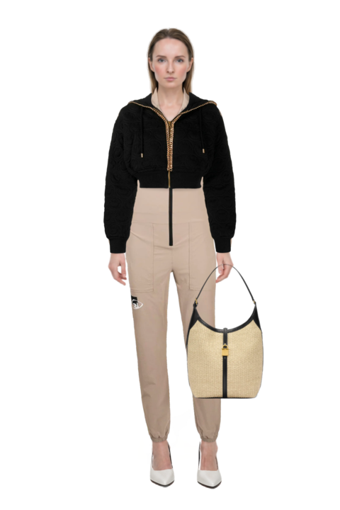 Outfit siena raffia tote bag and fame leather pumps