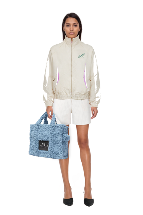Outfit le cœur pointed-toe mules and ruff rider embroidery-logo bomber jacket