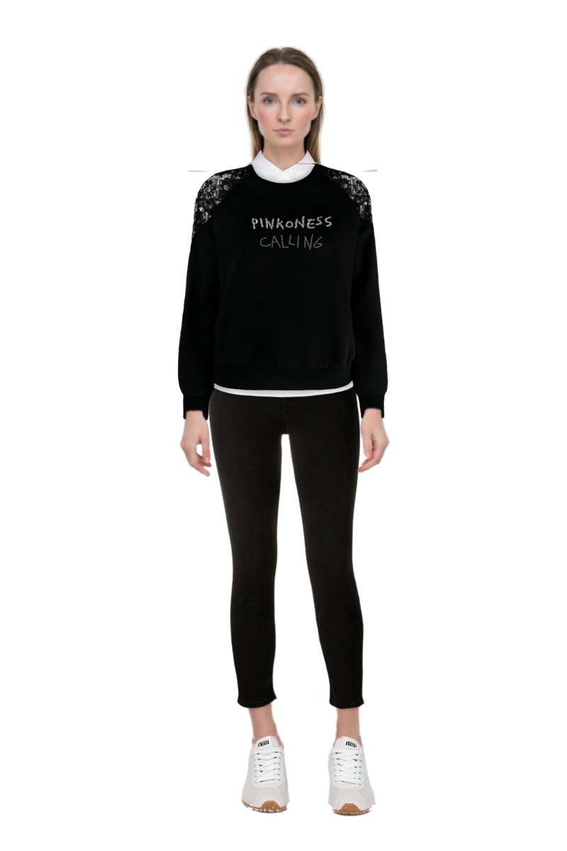 Outfit plume mesh fabric sneakers and pinko polo
