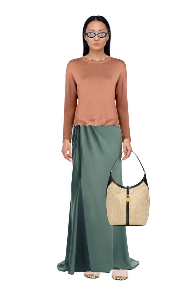 Outfit siena raffia tote bag and cat-eye sunglasses