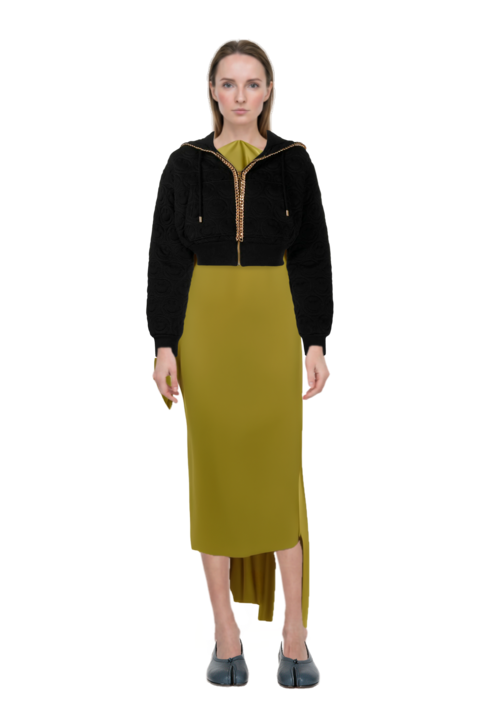 Outfit nan draped dress and tabi ballet flats