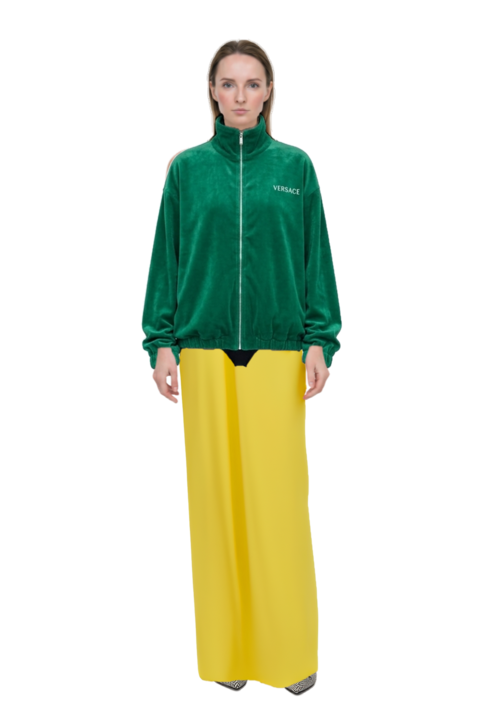 Outfit astor halterneck maxi dress and cotton-terry jacquard zip sweatshirt