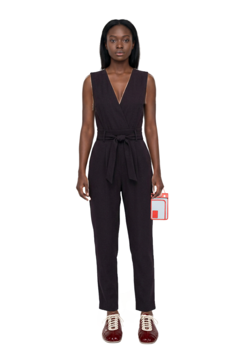 Outfit leren leather ballerina sneakers and pinko jumpsuit