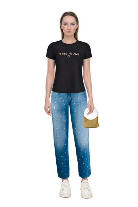 Outfit re-edition 2005 saffiano leather mini-bag and pinko t-shirt