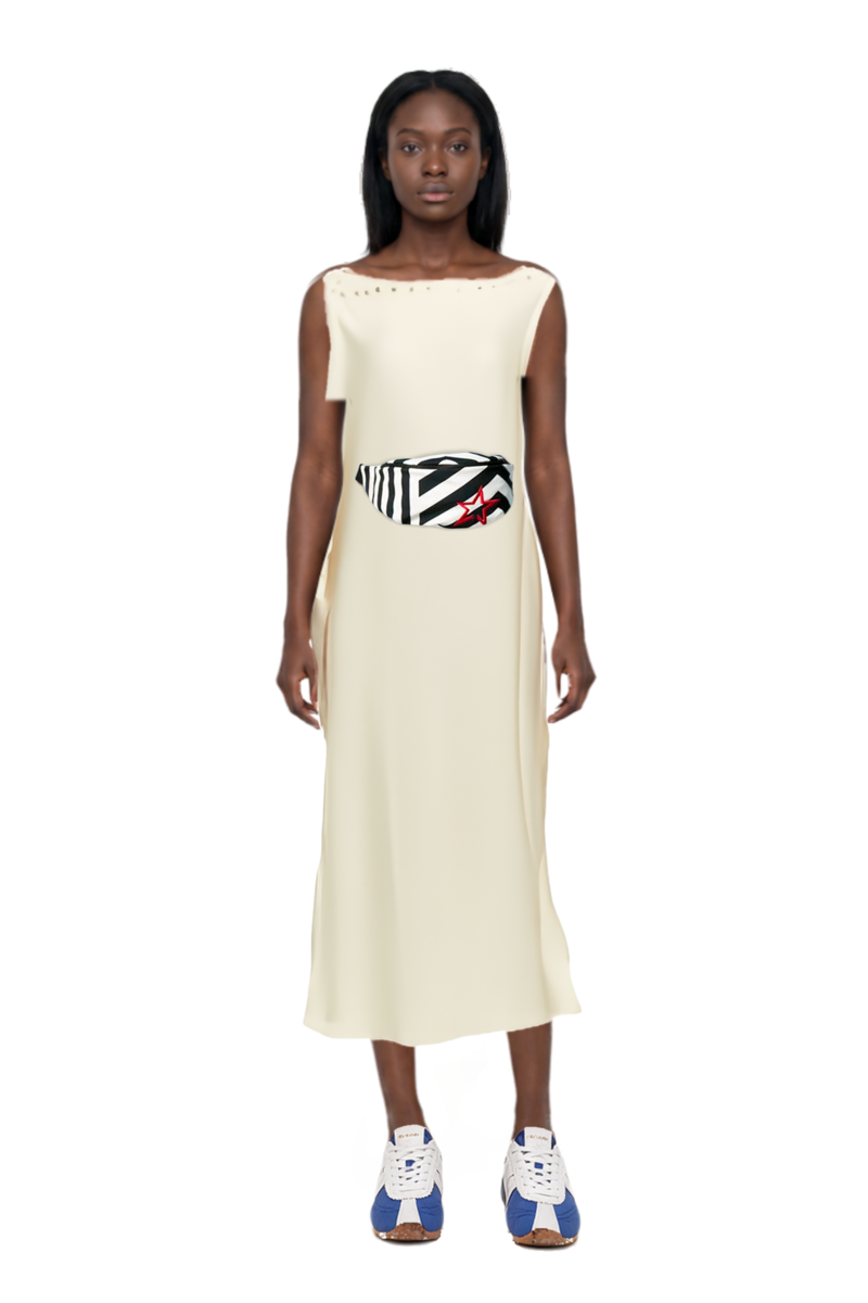 Outfit mila button-detail kaftan and the 400 bleecker runner sneakers