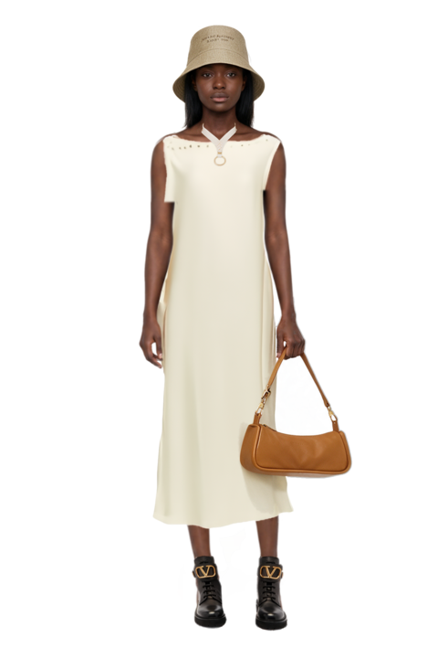 Outfit looong m shoulder bag and mila button-detail kaftan