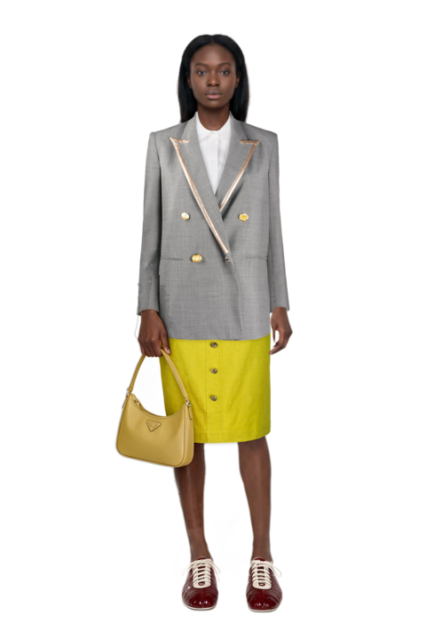 Outfit leren leather ballerina sneakers and re-edition 2005 saffiano leather mini-bag