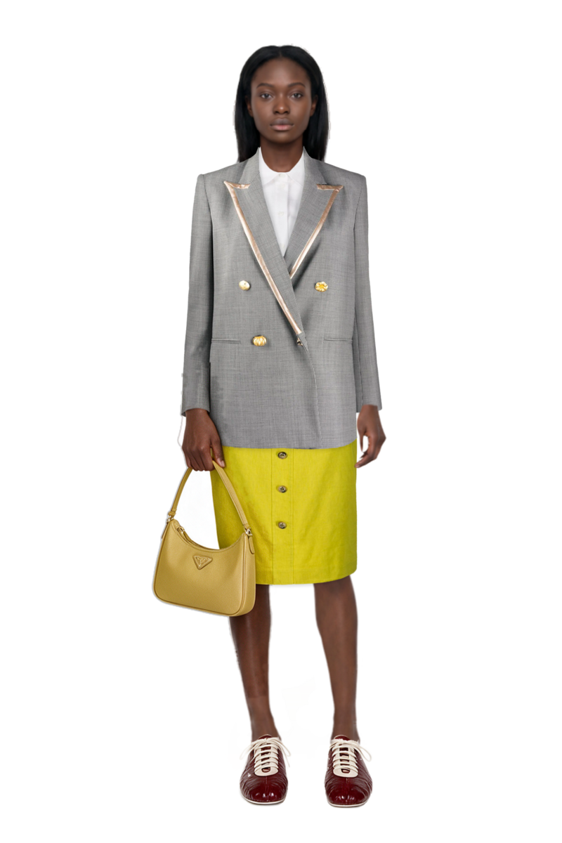 Outfit leren leather ballerina sneakers and re-edition 2005 saffiano leather mini-bag