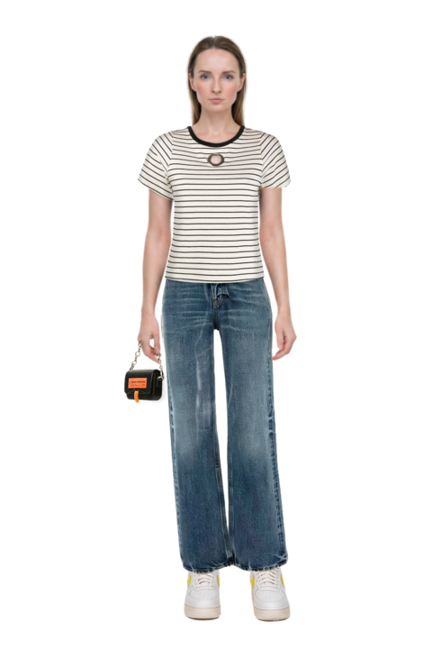 Outfit cotton jeans and air force 1 '07 lx "white/phantom/pearl white/yell" sneakers