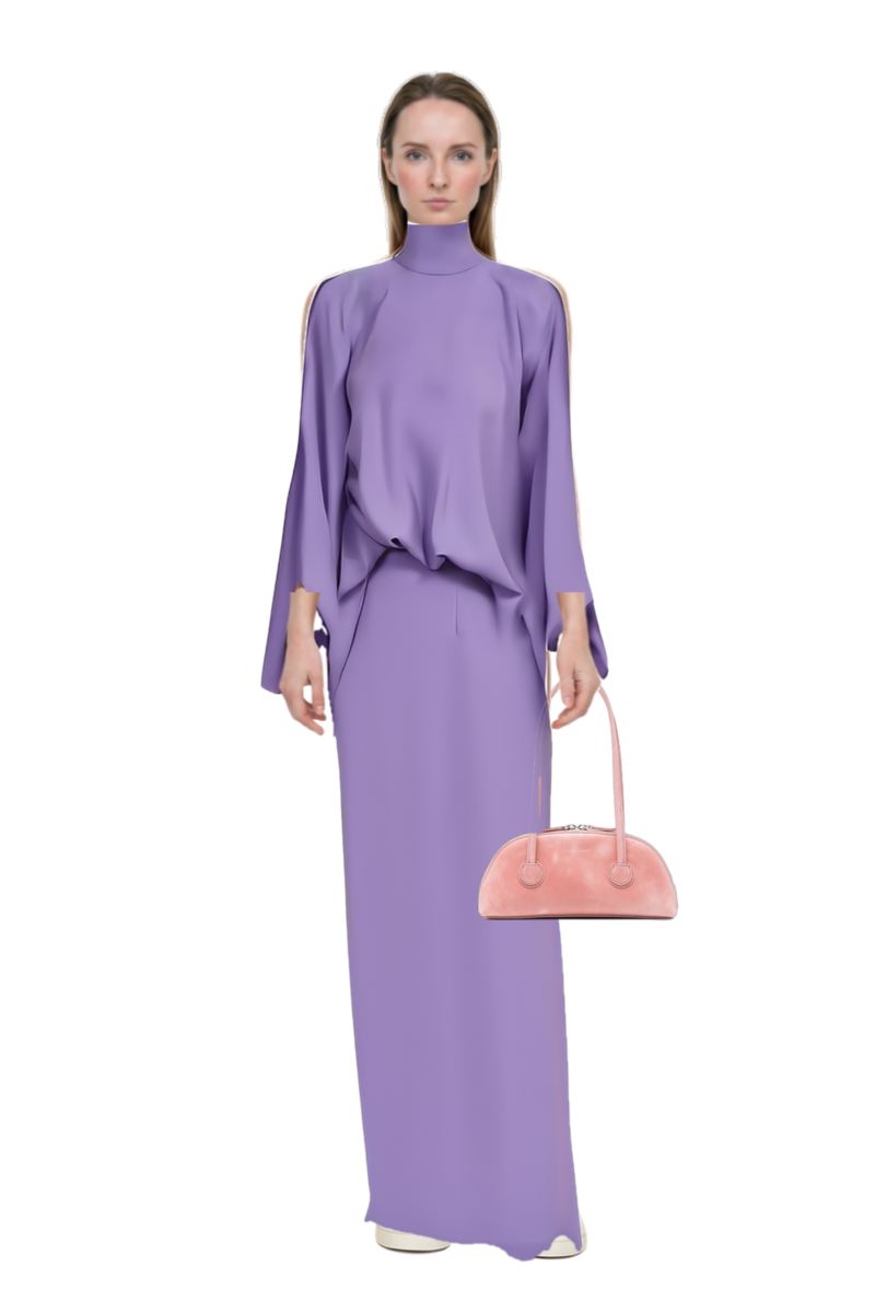 Outfit bacall  high neck dress and bessette leather tote bag