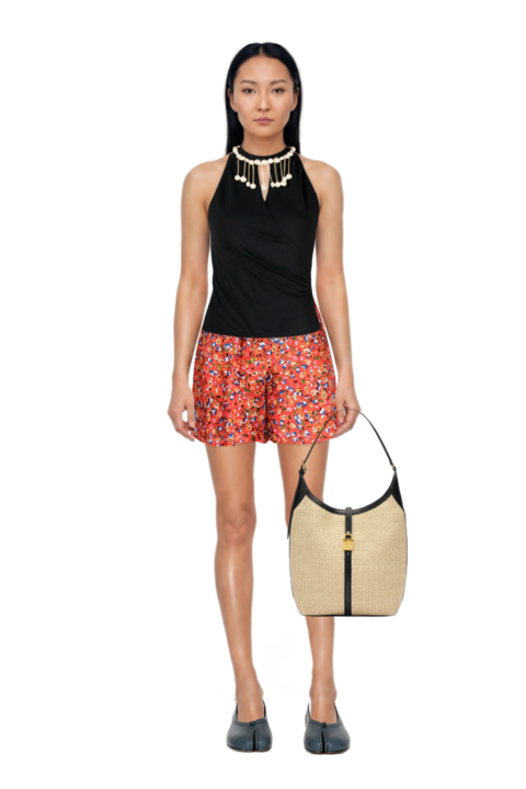 Outfit siena raffia tote bag and tabi ballet flats