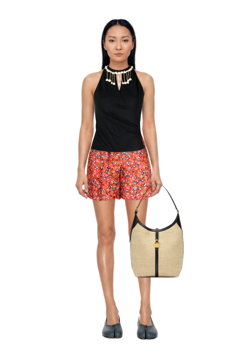 Outfit siena raffia tote bag and tabi ballet flats