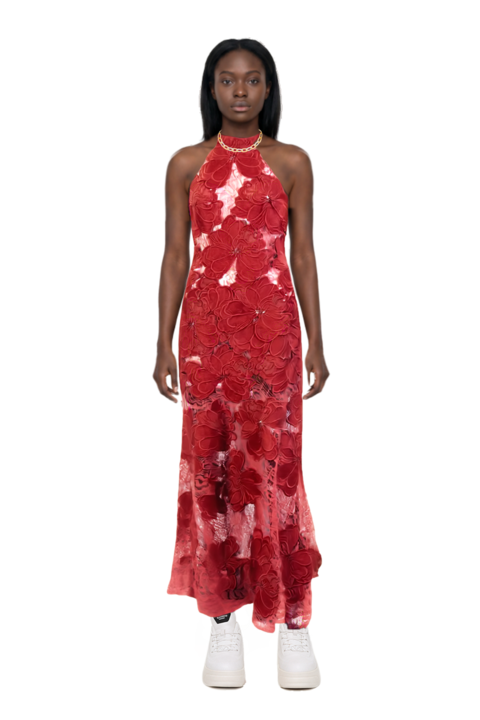Outfit mab floral lace maxi dress and 23 necklace